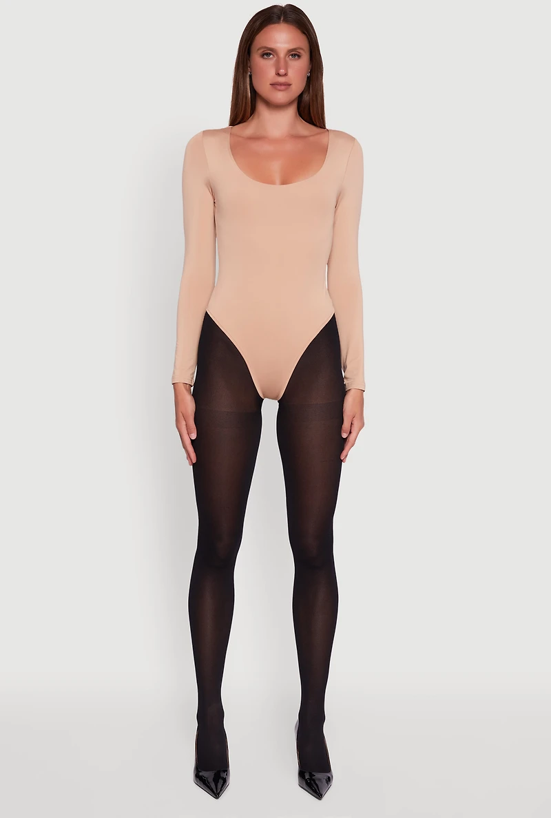Womens Long Sleeve Square Neck Bodysuit,