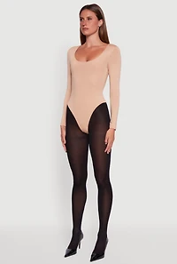 Womens Long Sleeve Square Neck Bodysuit,