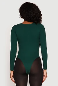 Womens Daisy Ribbed Knit Bodysuit, Green, Size XL