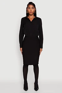 Womens Daisy Collared Button Front Thong Bodysuit,