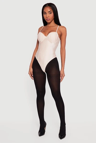 Solid Ruched Corset Bodysuit