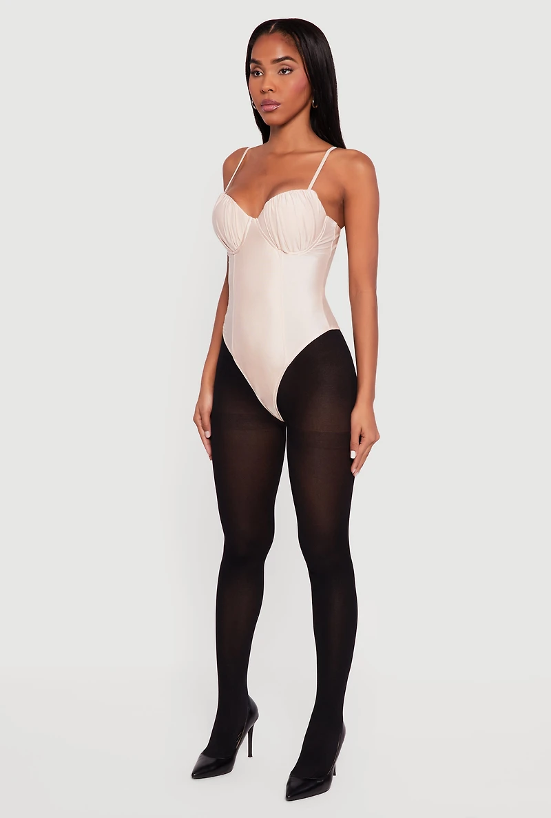 Solid Ruched Corset Bodysuit