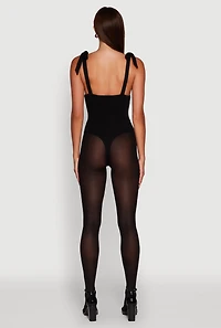 Womens Iris Pintuck Bow Strap Bodysuit, Black, Size M