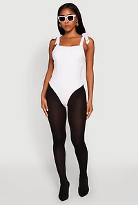 Womens Iris Pintuck Bow Strap Bodysuit, White, Size M
