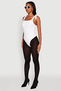 Womens Iris Pintuck Bow Strap Bodysuit, White, Size M