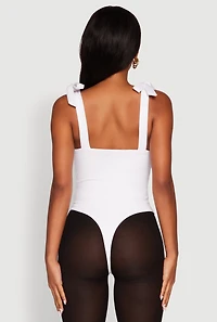 Womens Iris Pintuck Bow Strap Bodysuit, White, Size M