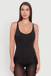 Womens Sleeveless Scoop Neck Thong Bodysuit,