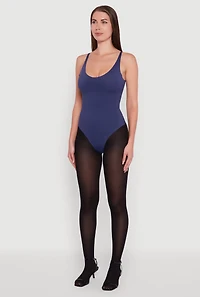Womens Sleeveless Scoop Neck Thong Bodysuit, L