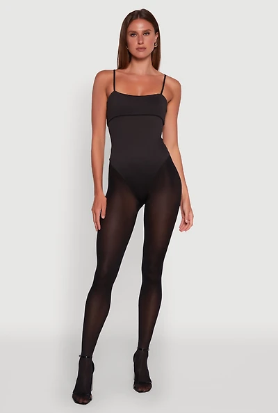 Womens Fold Over Spaghetti Strap Bodysuit, L