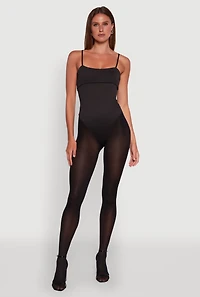 Womens Fold Over Spaghetti Strap Bodysuit, Black, Size S