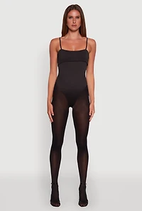 Womens Fold Over Spaghetti Strap Bodysuit, Black, Size S