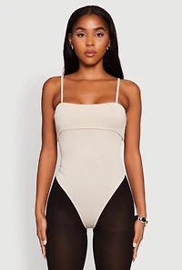Womens Fold Over Spaghetti Strap Bodysuit,