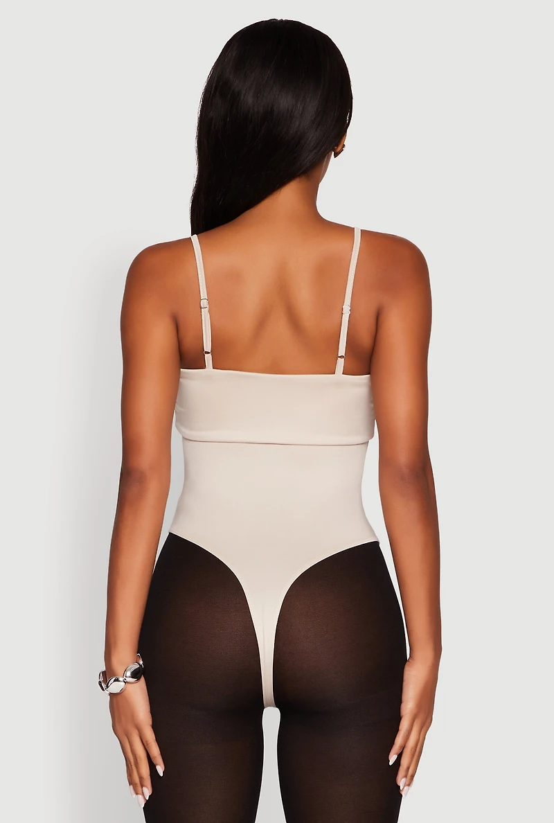 Womens Fold Over Spaghetti Strap Bodysuit,
