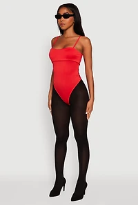 Womens Fold Over Spaghetti Strap Bodysuit, Red, Size S