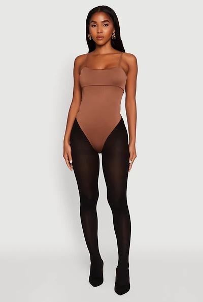 Womens Fold Over Spaghetti Strap Bodysuit,