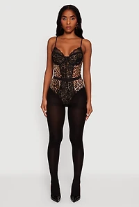 Animal Print Sleeveless Bustier Bodysuit
