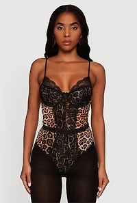 Animal Print Sleeveless Bustier Bodysuit