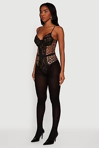Animal Print Sleeveless Bustier Bodysuit