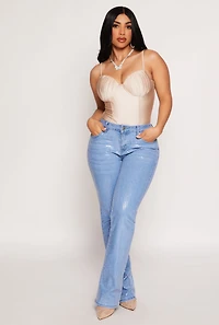 Womens Ruched Padded Bustier Bodysuit, Beige, Size M