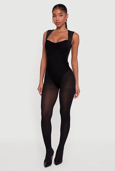 Velvet Sweetheart Neckline Keyhole Back Bodysuit