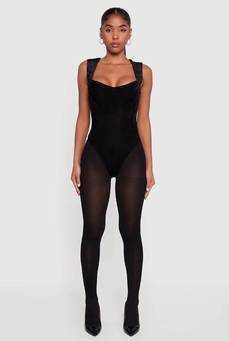 Velvet Sweetheart Neckline Keyhole Back Bodysuit