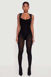 Velvet Sweetheart Neckline Keyhole Back Bodysuit