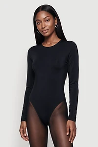 Long Sleeve Crew Neck Thong Bodysuit