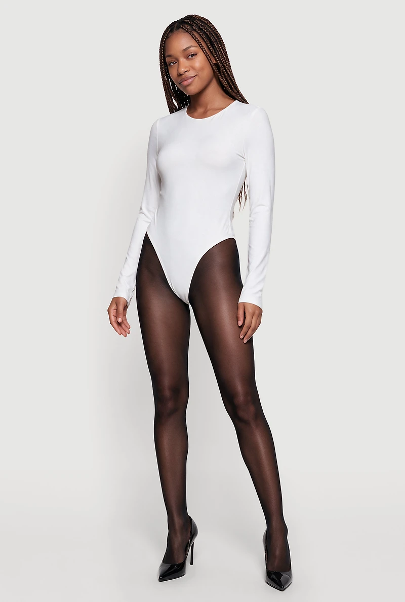 Long Sleeve Crew Neck Thong Bodysuit