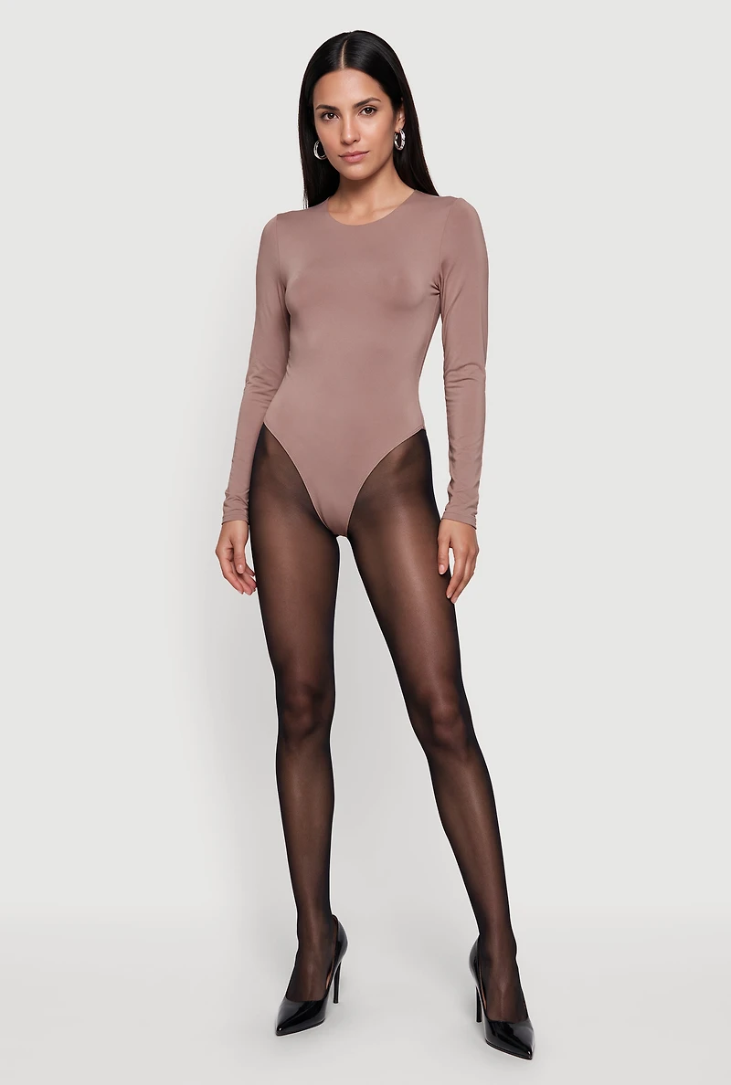 Long Sleeve Crew Neck Thong Bodysuit