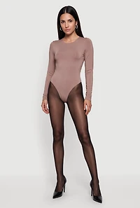 Long Sleeve Crew Neck Thong Bodysuit