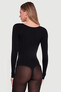 Long Sleeve V-Neck Half Zip Bodysuit