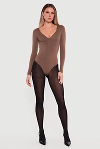 Long Sleeve V-Neck Half Zip Bodysuit