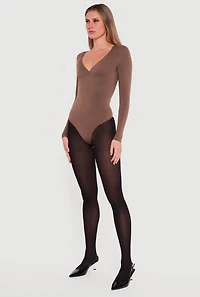 Long Sleeve V-Neck Half Zip Bodysuit