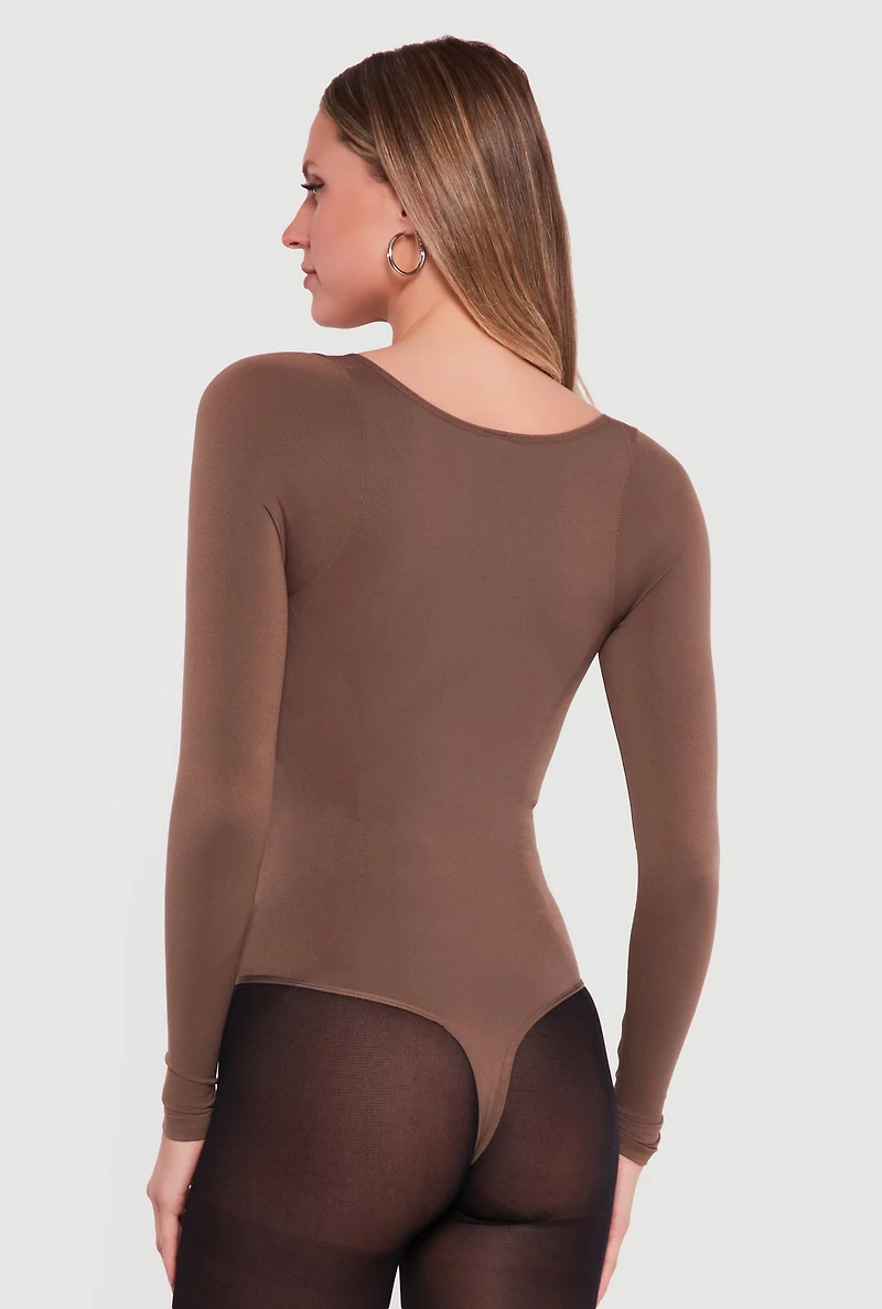 Long Sleeve V-Neck Half Zip Bodysuit