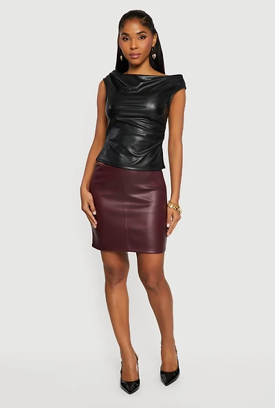 Faux Leather Mini Pencil Skirt