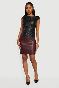 Faux Leather Mini Pencil Skirt