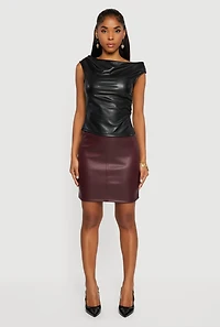 Faux Leather Mini Pencil Skirt