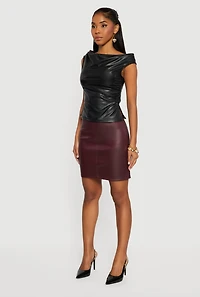 Faux Leather Mini Pencil Skirt