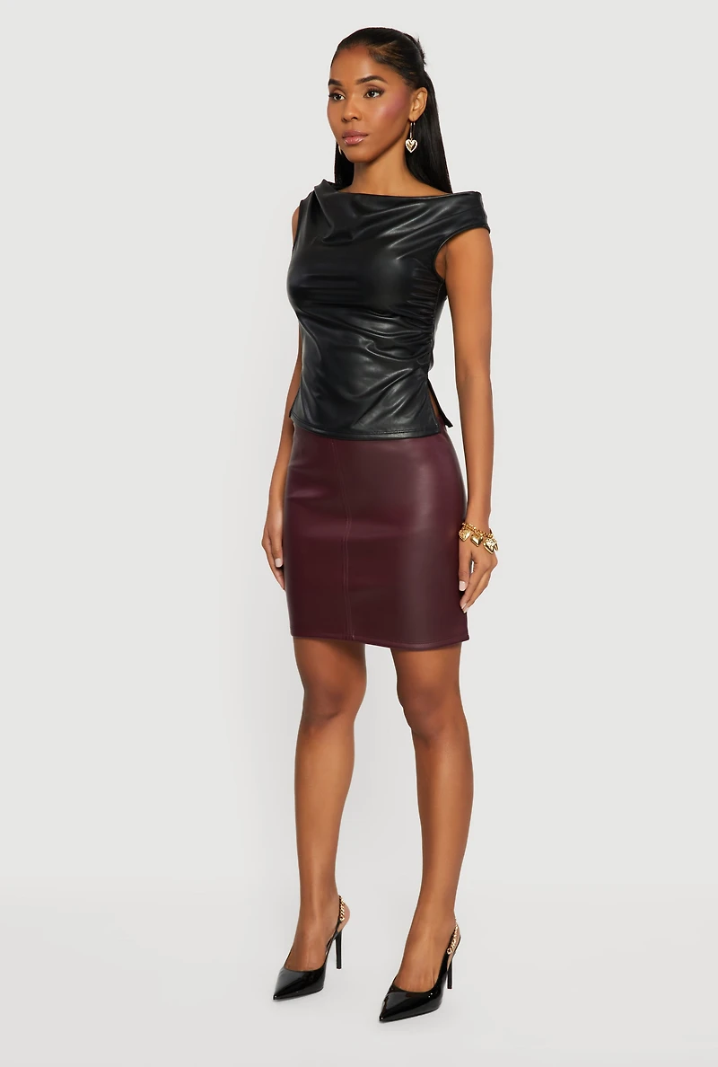 Faux Leather Mini Pencil Skirt