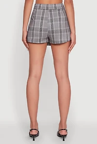 Womens Haute Monde Plaid Pleated Faux Wrap Asymmetrical Skort, Grey, Size M