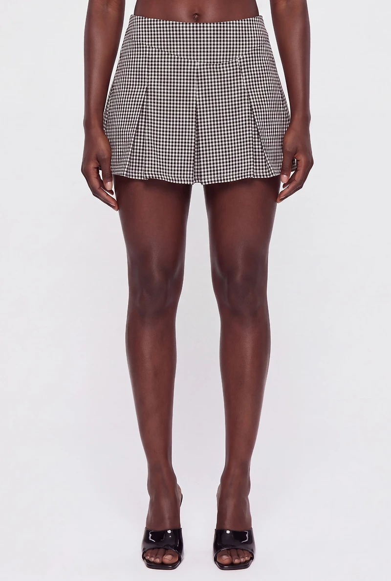 Gingham Pleated Mini Skort
