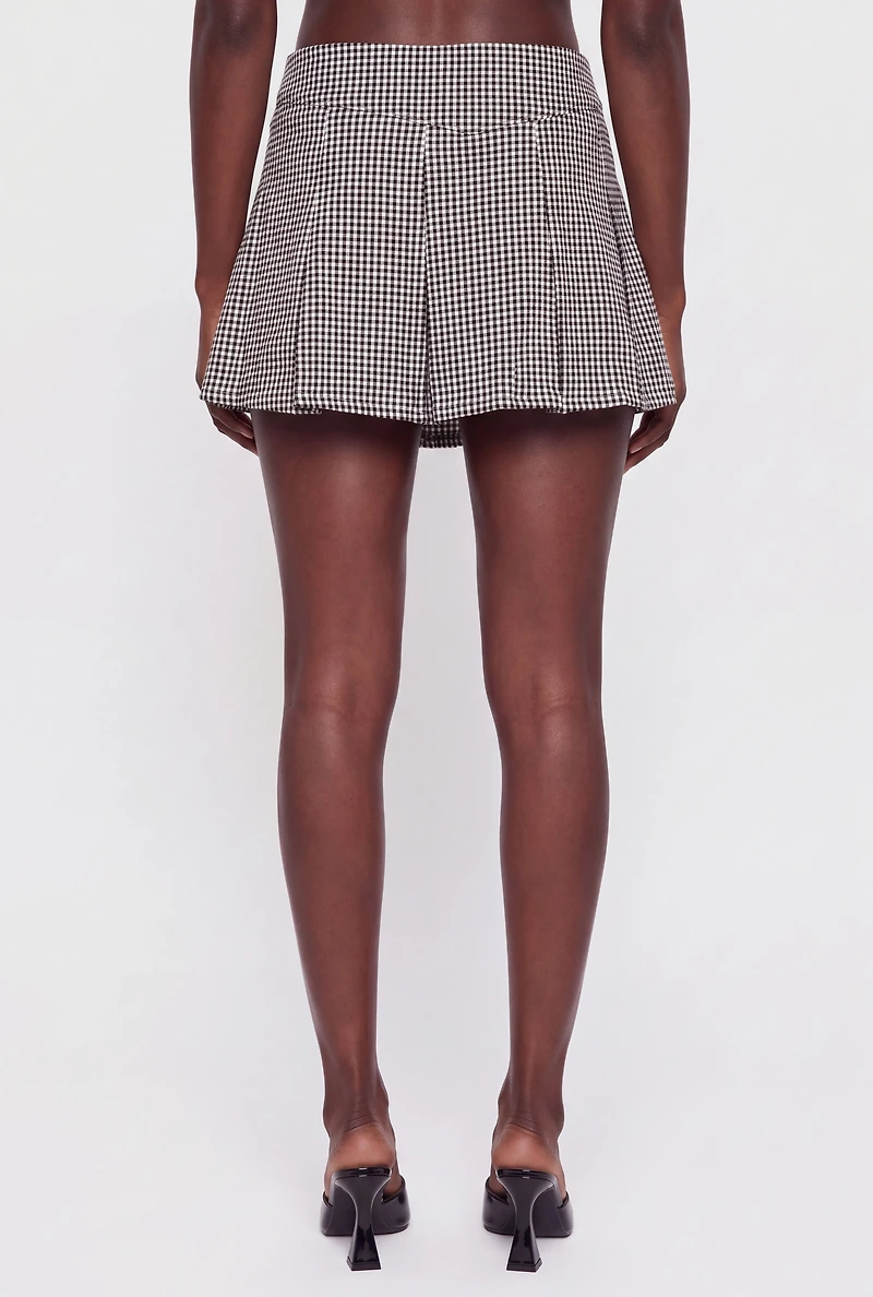 Gingham Pleated Mini Skort