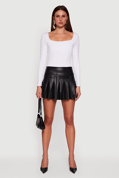 Faux Leather Pleated Mini Skirt