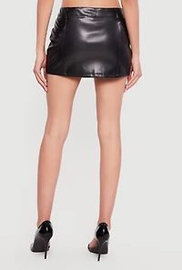 Mid Rise Faux Leather Mini Skirt