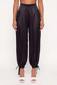 Satin High Waisted Pleated Balloon Pants