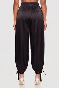 Satin High Waisted Pleated Balloon Pants
