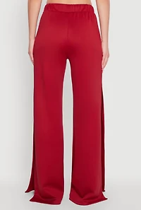 Varsity Stripe Side Slit Pintuck Wide Leg Pants