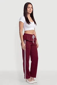 Peplum Detail Varsity Stripe Wide Leg Pants