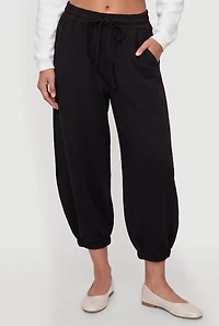 Drawstring Waist Fleece Joggers with Pockets