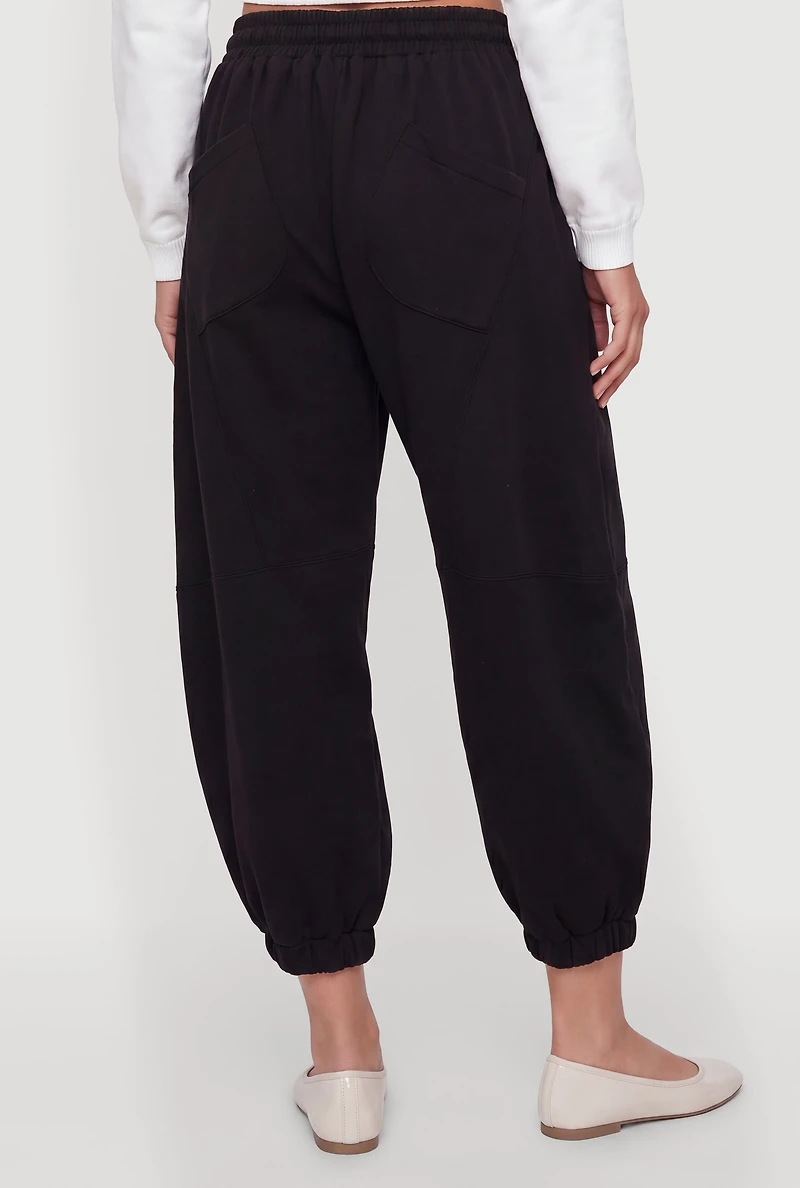 Drawstring Waist Fleece Joggers with Pockets